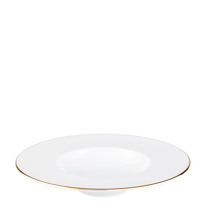Plane Dessert Plate with Gold Thread  Ø 27 cm Container Ø 15 cm