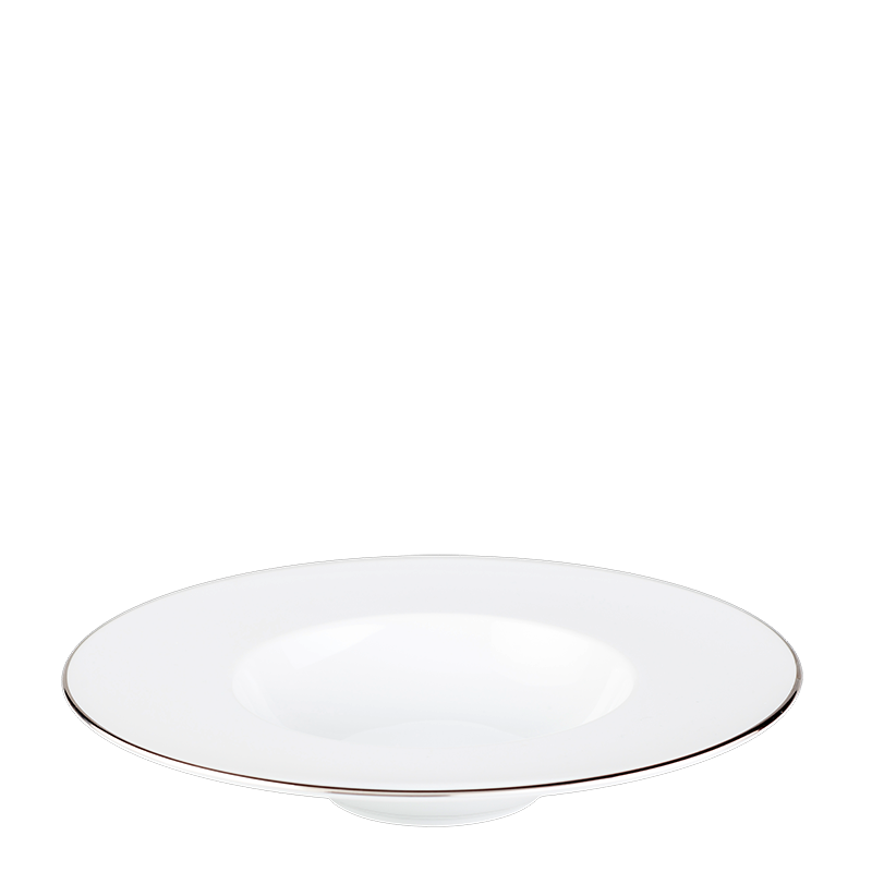 Plane Dessert Plate with Silver Thread  Ø 27 cm Container Ø 15 cm