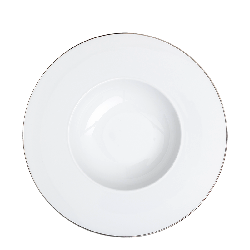 Plane Dessert Plate with Silver Thread  Ø 27 cm Container Ø 15 cm