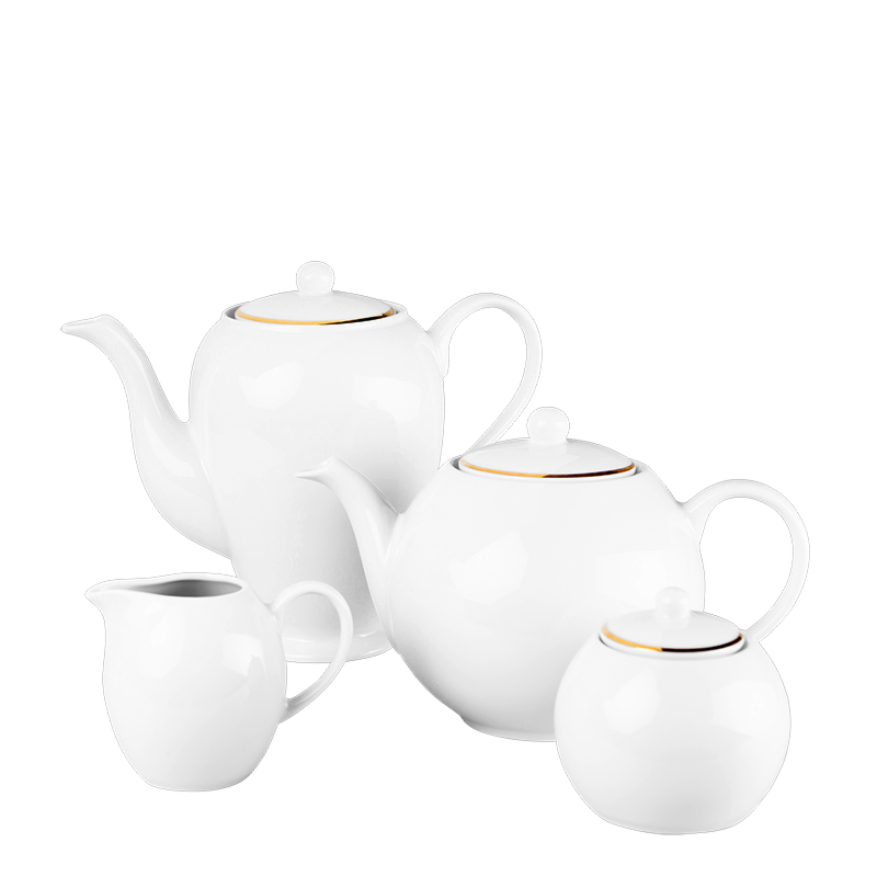 Teapot White with Gold Thread 170 cl