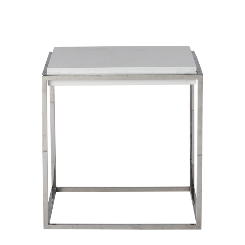 Chrome Square Coffee Table in White