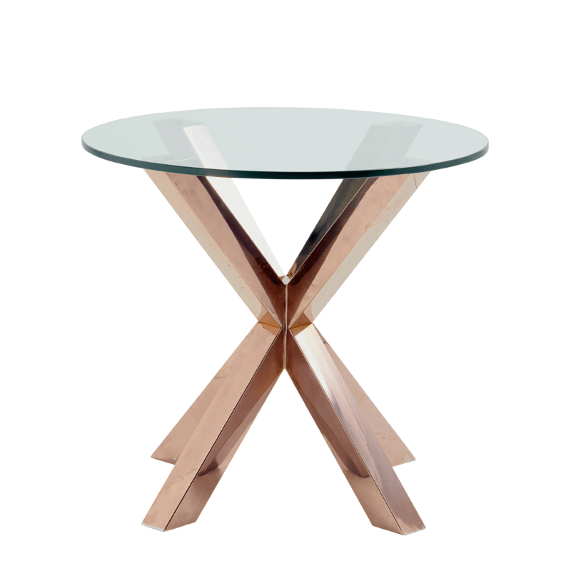 Cognac Occasional Table with Crystal Top
