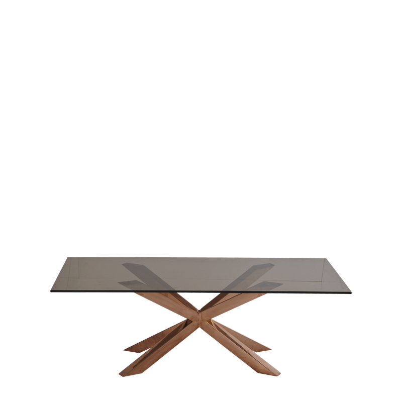 Cognac Coffee Table with Rectangular Smoked Glass Top