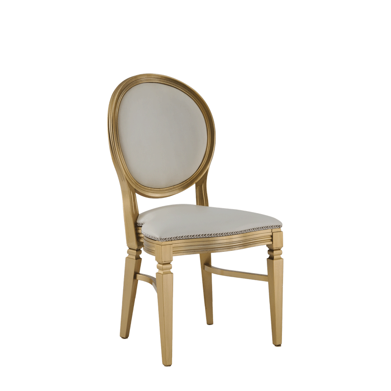 Chandelle Chair in Gold with Anastasia Collection Gold Seat Pad