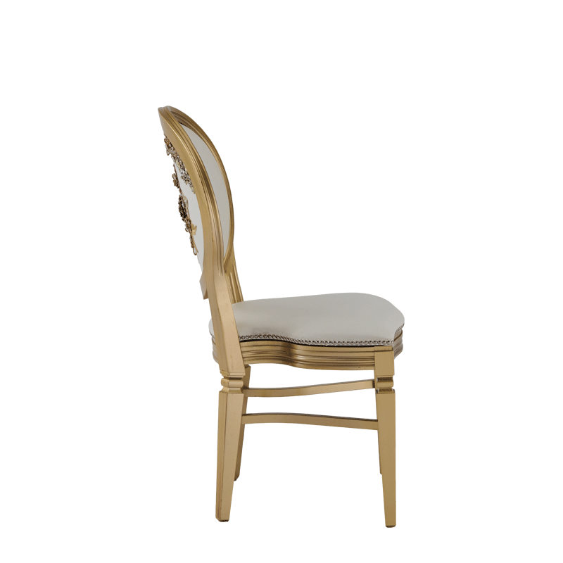 Chandelle Chair in Gold with Anastasia Collection Gold Seat Pad