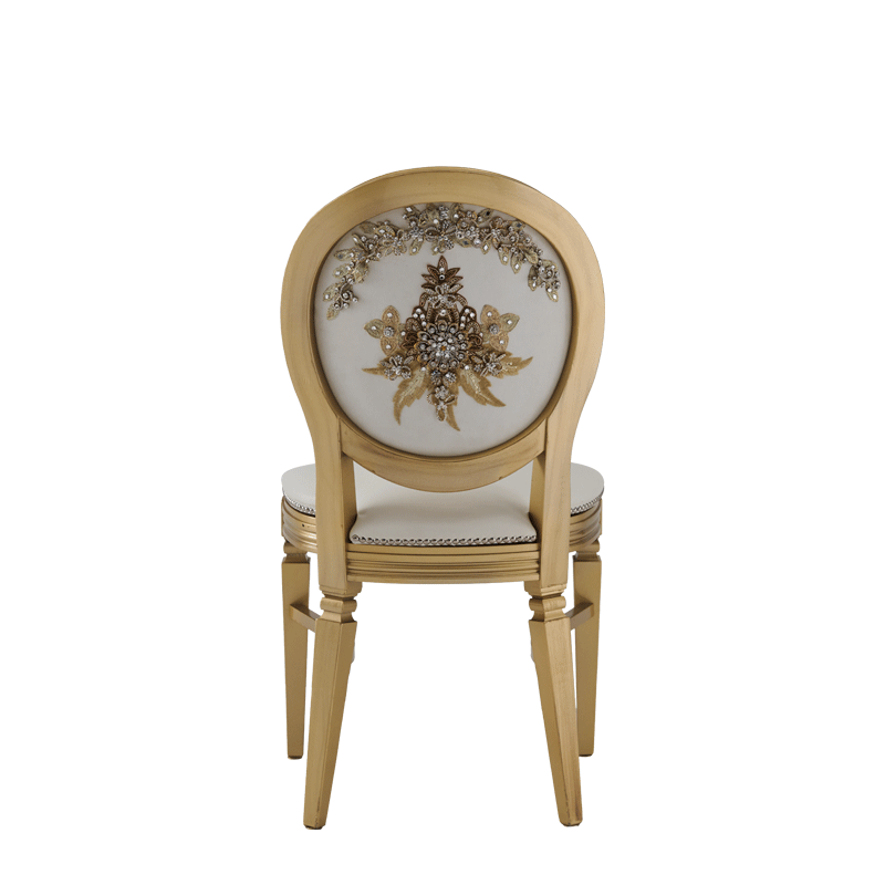 Chandelle Chair in Gold with Anastasia Collection Gold Seat Pad