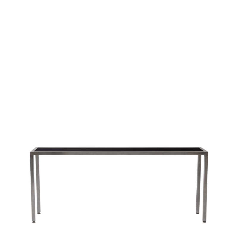 Unico Console Table with Stainless Steel Frame and Black Top