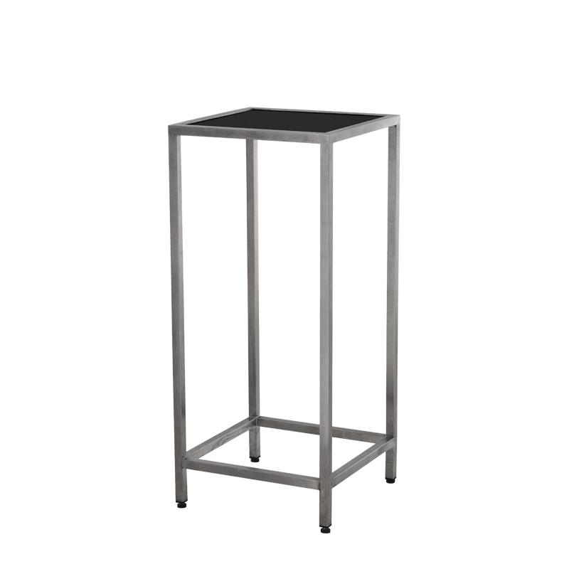 Unico Square Poseur Table - Stainless Steel Frame - Black Top