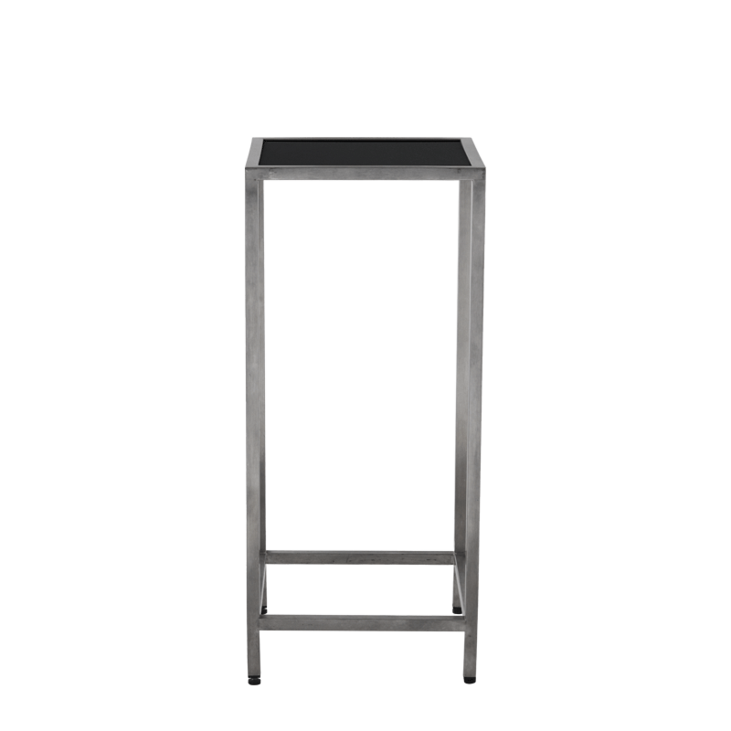 Unico Square Poseur Table - Stainless Steel Frame - Black Top