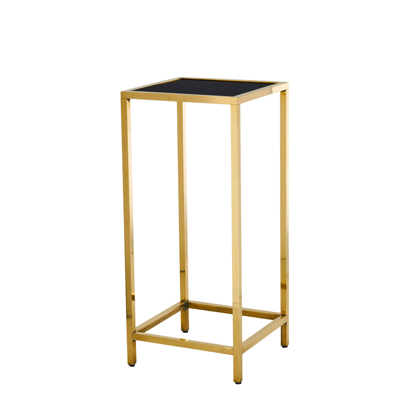 Unico Square Poseur Table with Gold Frame and Black Top