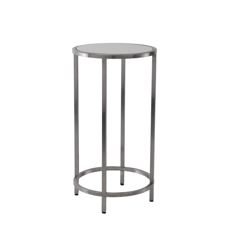 Unico Round Poseur Table with Stainless Steel Frame and White Top