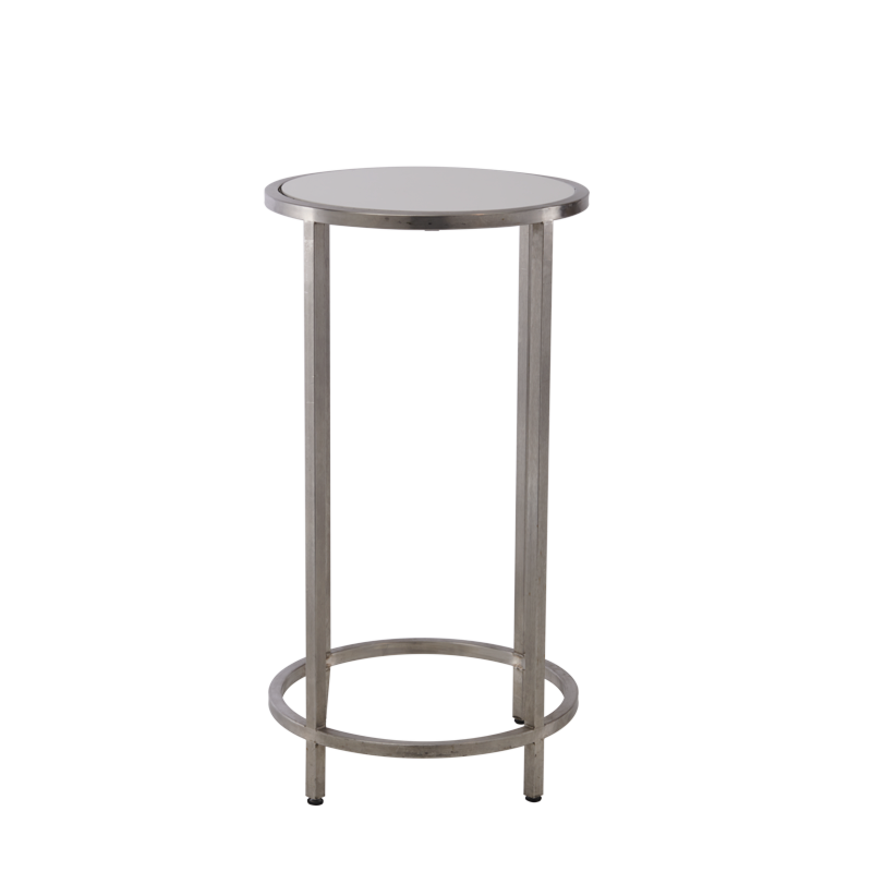 Unico Round Poseur Table with Stainless Steel Frame and White Top