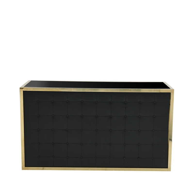 Unico Rectangular Bar - Gold Frame - Black Upholstered Panels