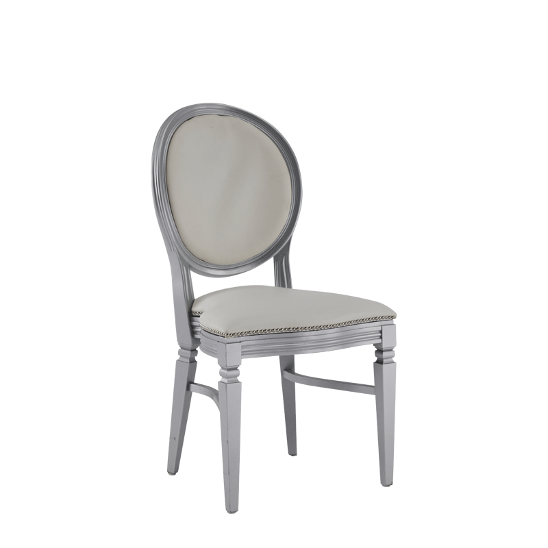 Chandelle Chair in Silver with Anastasia Collect. Silver Seat Pad