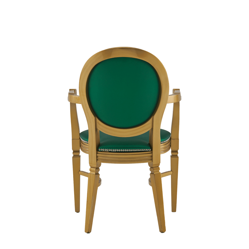Chandelle Armchair in Gold with Emerald Green Seat Pad