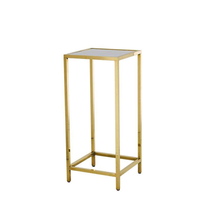 Unico Square Poseur Table with Gold Frame and White Top