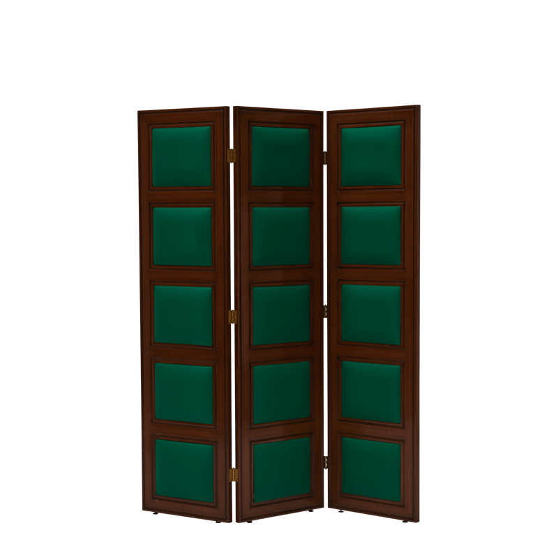 CKC Screen in Antique Walnut with Sea-Green Panels