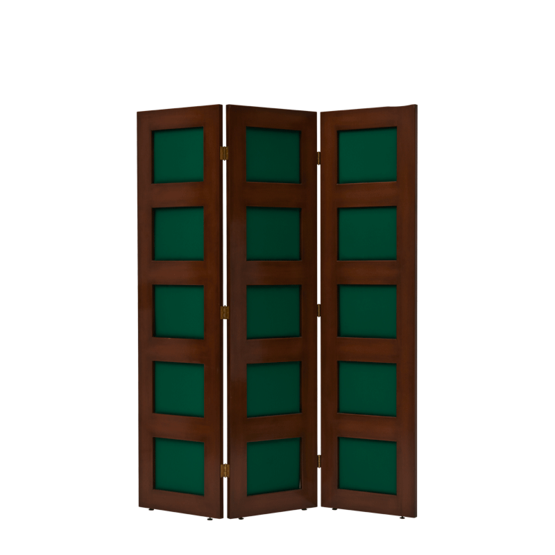 CKC Screen in Antique Walnut with Sea-Green Panels