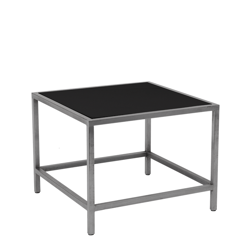 Unico Square Coffee Table - Stainless Steel Frame - Black Top