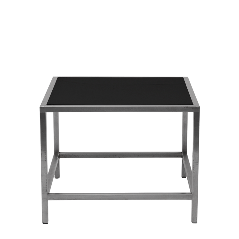 Unico Square Coffee Table - Stainless Steel Frame - Black Top