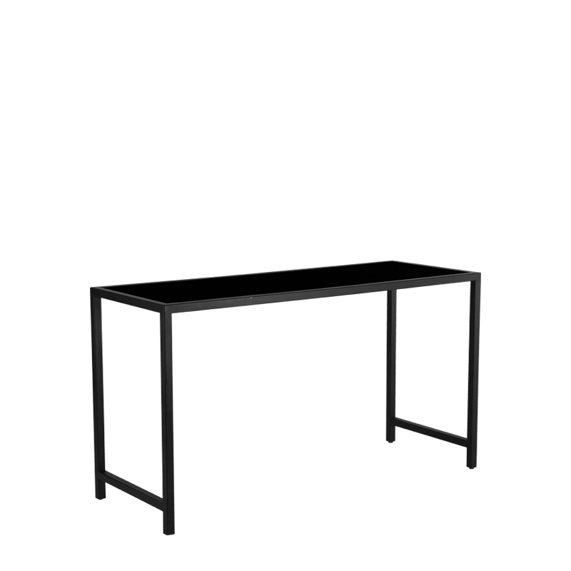 Unico Rectangular Poseur Table with Black Frame and Black Top