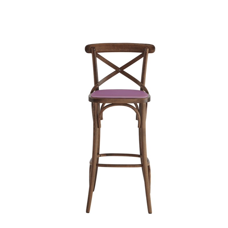 Coco Bar Stool in Natural with Icy Pink Seat Pad