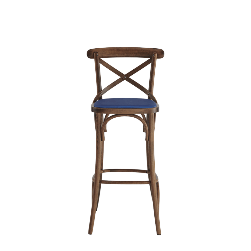 Coco Bar Stool in Natural with Sapphire Seat Pad