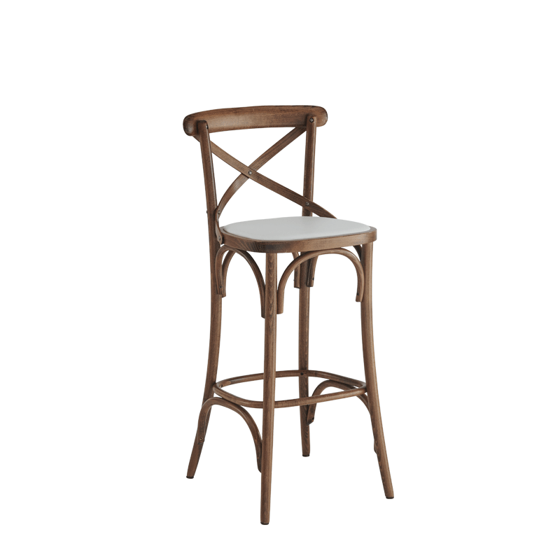 Coco Bar Stool in Natural with White Seat Pad