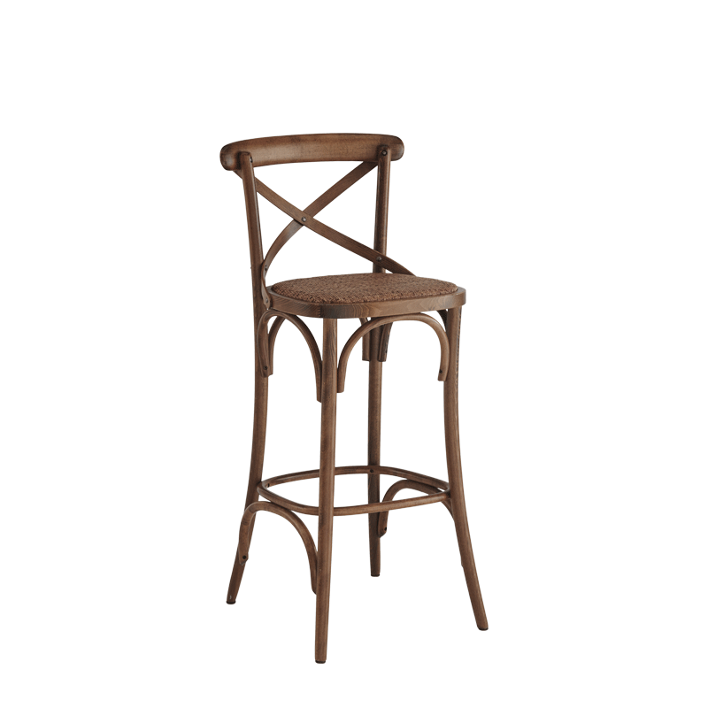 Coco Bar Stool in Natural with Cane Work Seat Pad