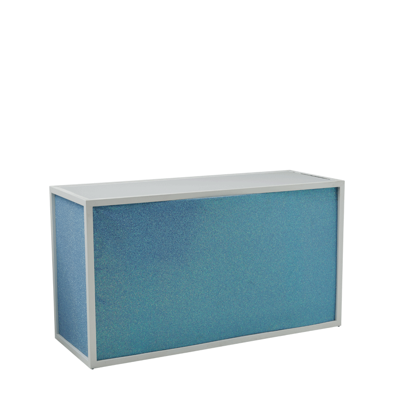 Unico Bar with White Frame and Baby Blue Glitter Panels