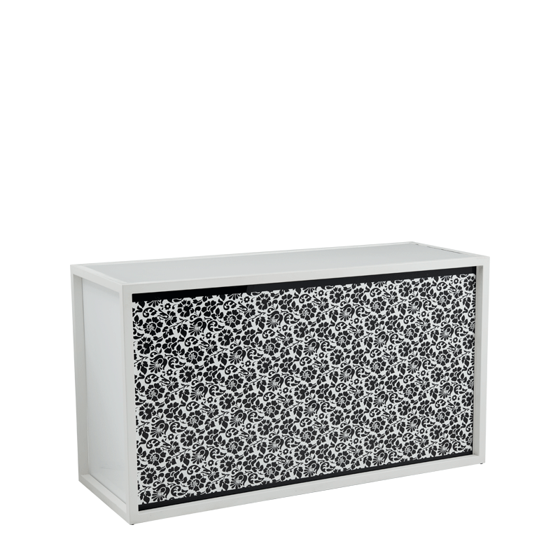 Unico Bar with White Frame and Black and White Floral Front