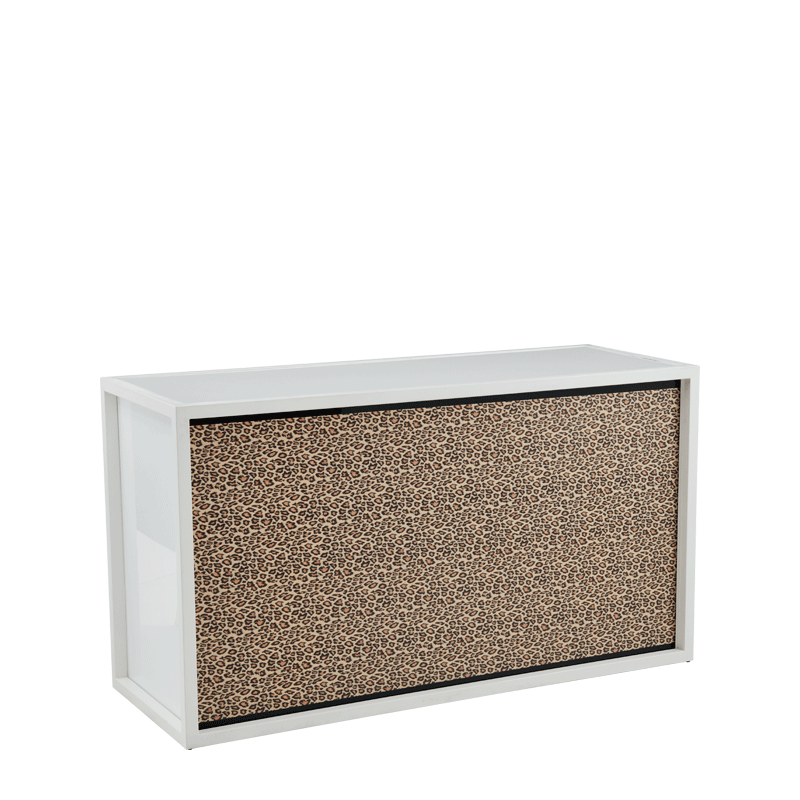 Unico Bar with White Frame and Leopard Print Front