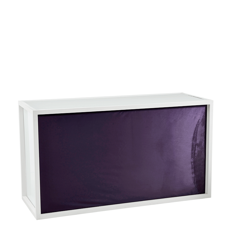 Unico Bar with White Frame and Purple Upholstered Front