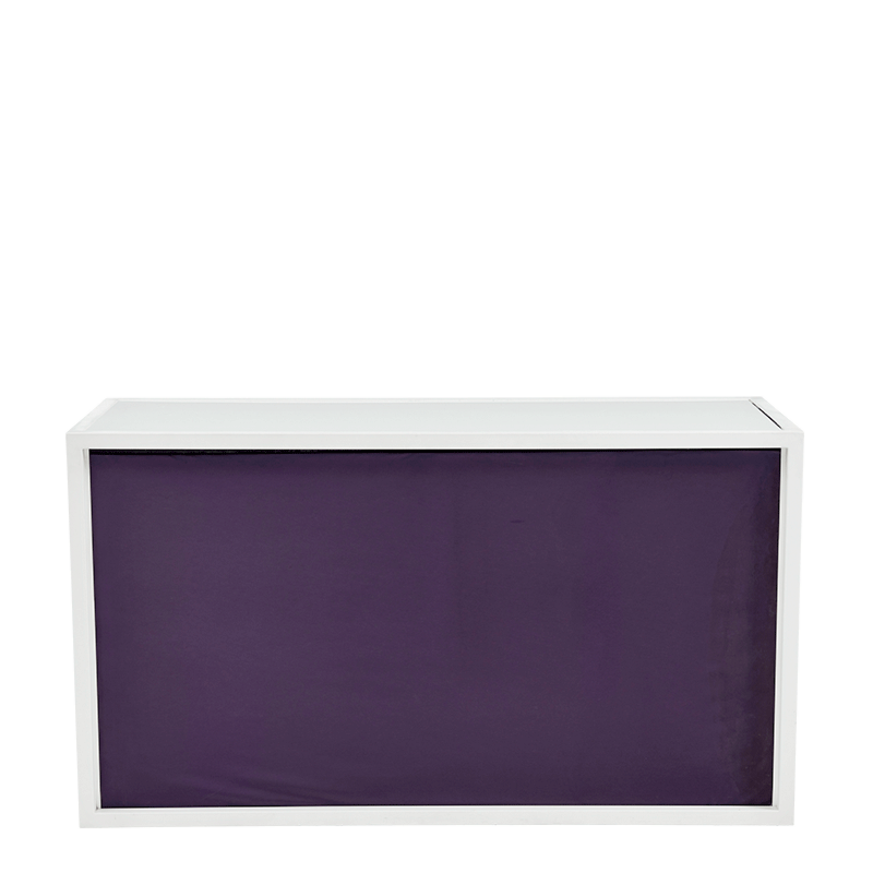 Unico Bar with White Frame and Purple Upholstered Front