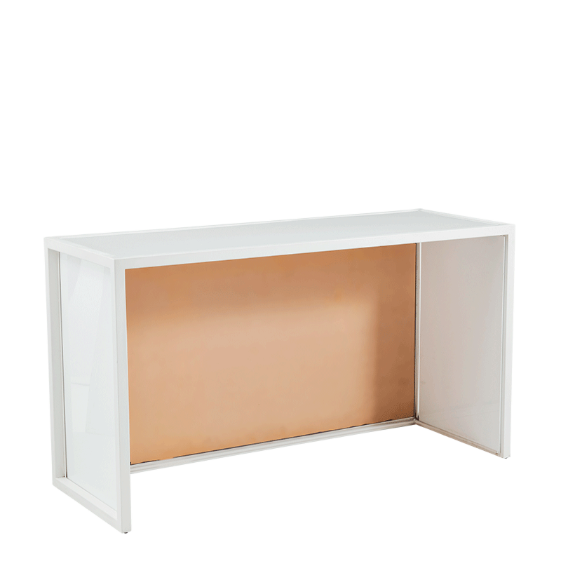 Unico Bar with White Frame and Purple Upholstered Front