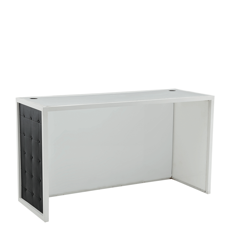 Unico DJ Booth with White Frame and Black Upholstered Panels