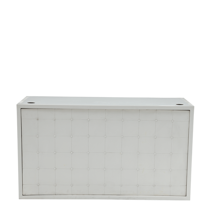 Unico DJ Booth with White Frame and White Upholstered Panels