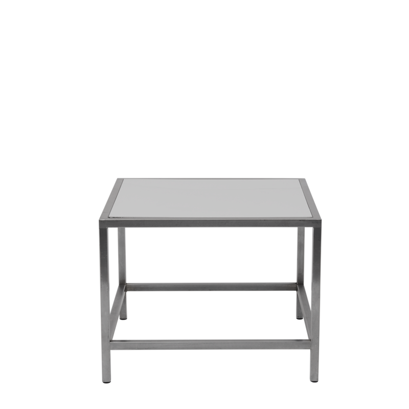 Unico Square Coffee Table - Stainless Steel Frame - White Top
