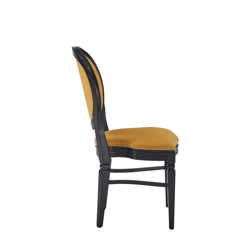 Chandelle Chair in Black with Amber Velvet Seat Pad