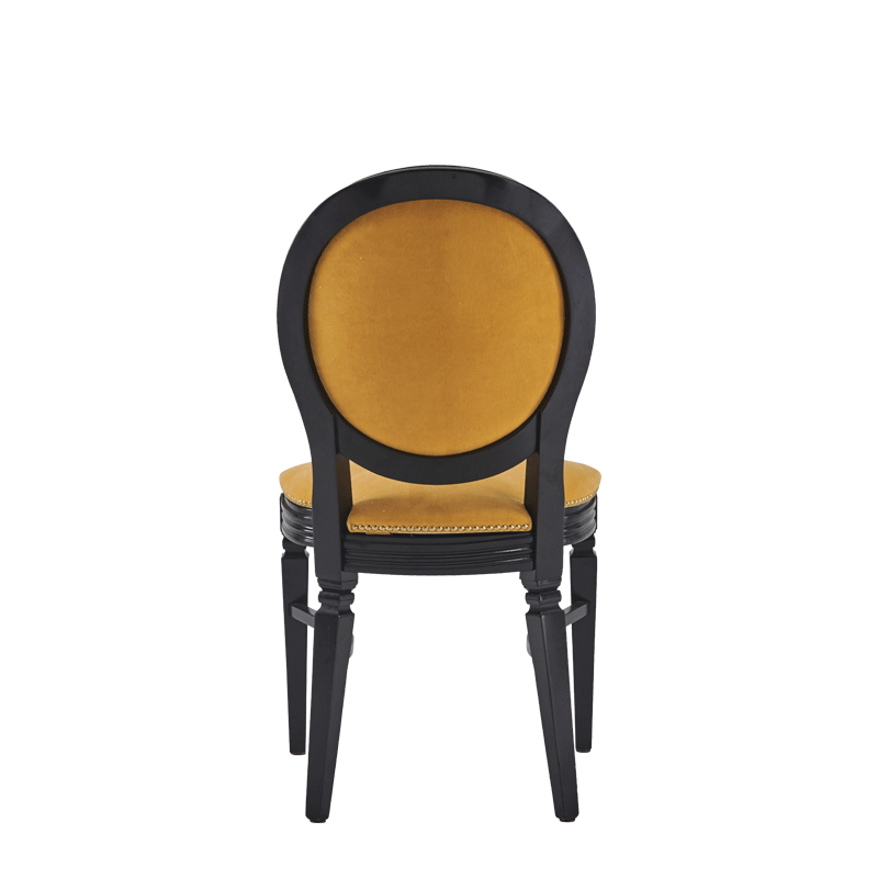 Chandelle Chair in Black with Amber Velvet Seat Pad