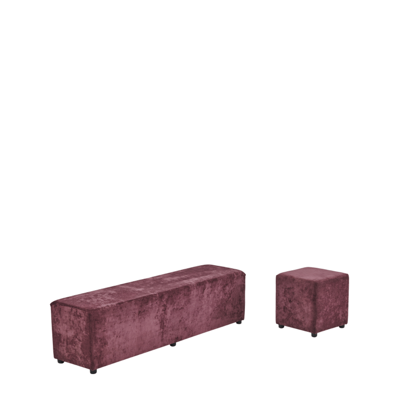 Rochelle Square Ottoman in Amethyst Purple Velvet