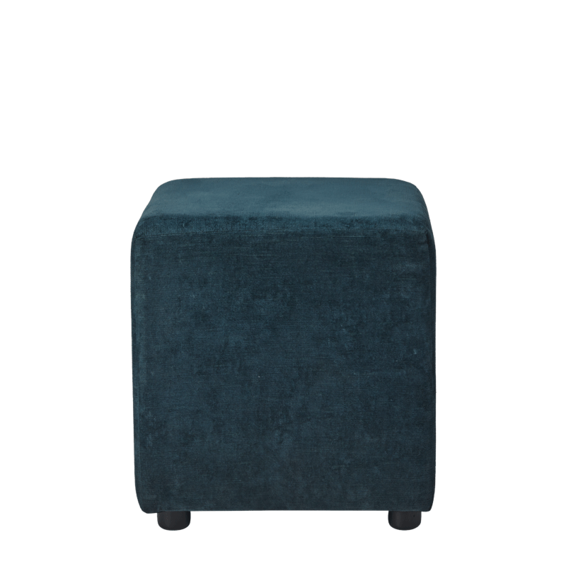 Rochelle Square Ottoman in Azzuro Blue Velvet
