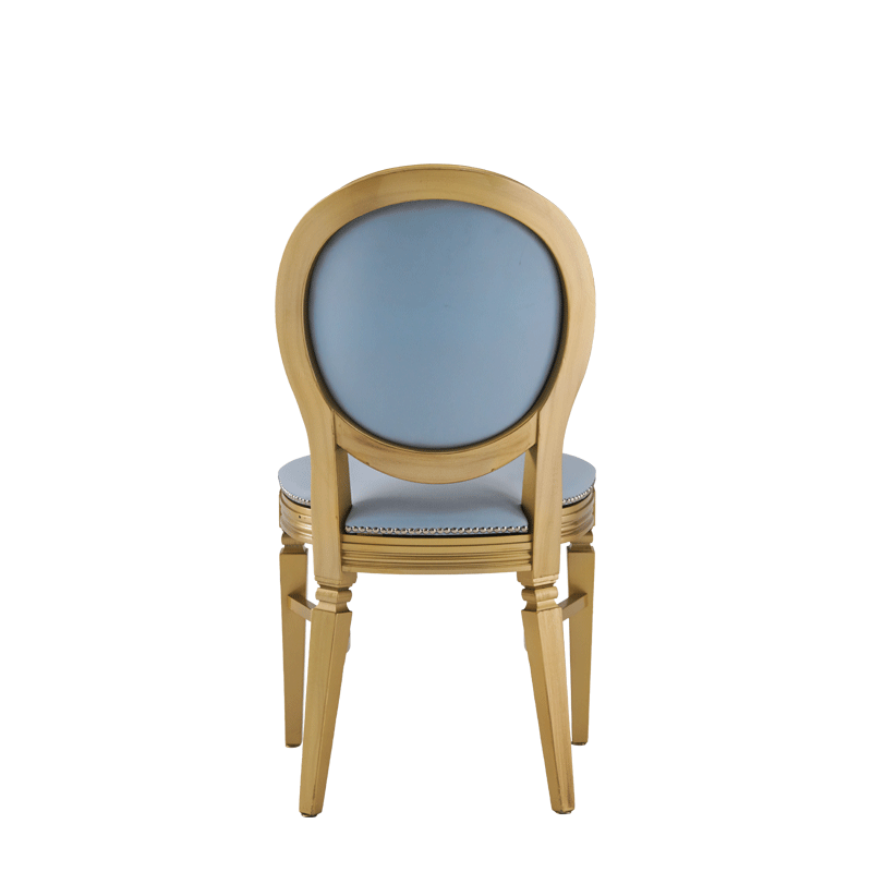 Chandelle Chair in Gold with Baby Blue Seat Pad