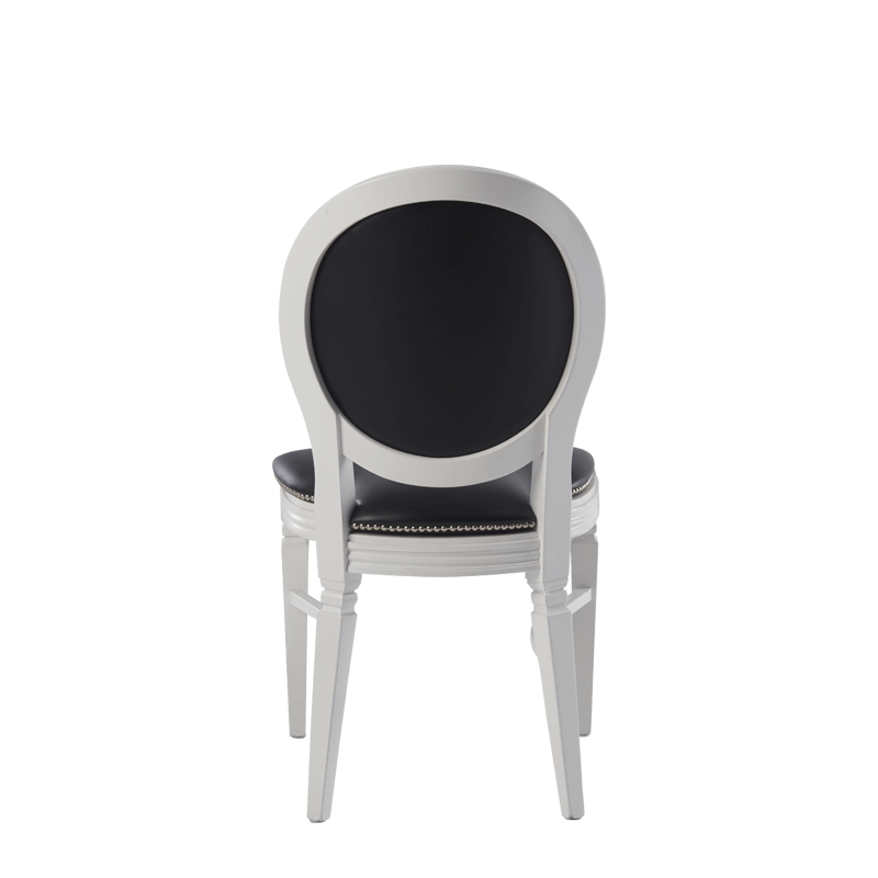 Chandelle Chair in White with Black Seat Pad