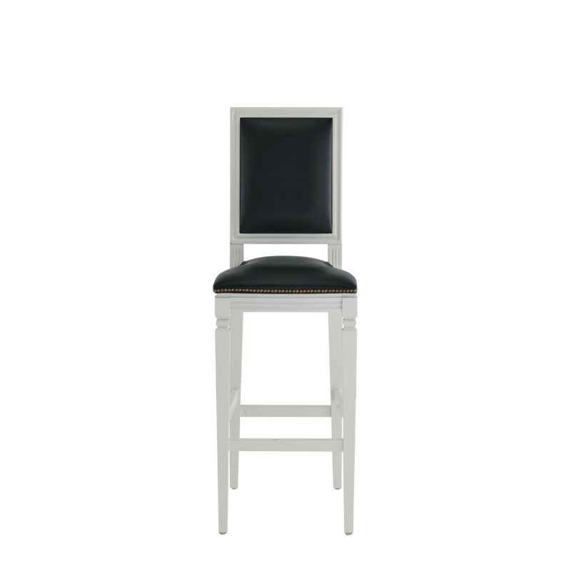 CKC Bar Stool in White with Black Seat Pad