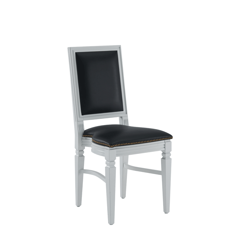CKC Chair in White with Black Seat Pad