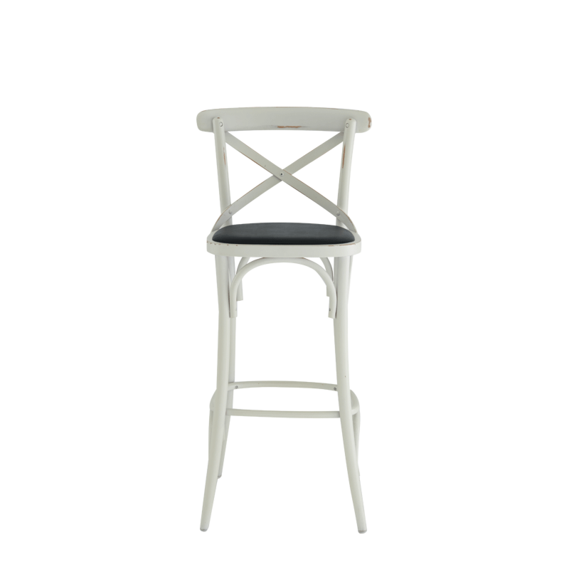 Coco Bar Stool in White with Black Seat Pad