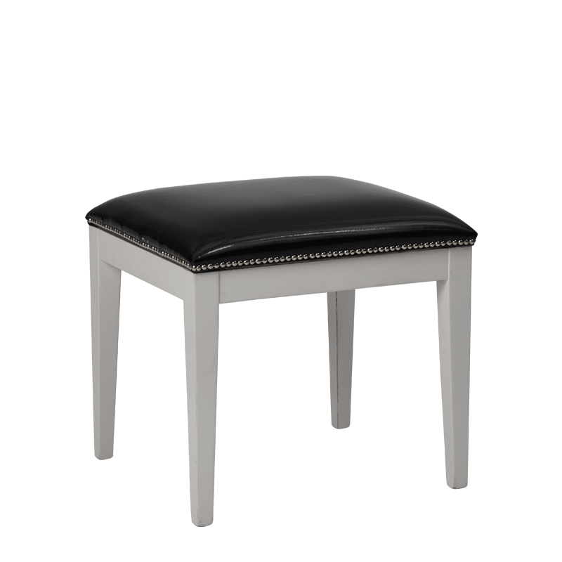 Divano Ottoman in White with Black Seat Pad