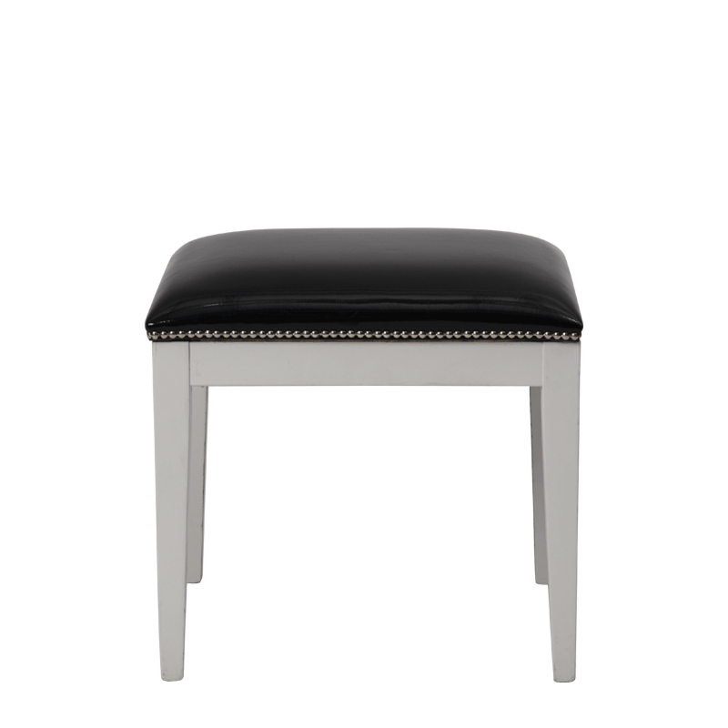 Divano Ottoman in White with Black Seat Pad