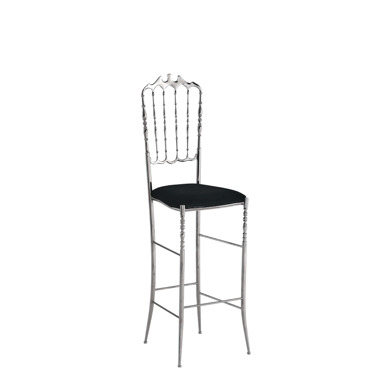 Napoleon Bar Stool in Chrome with Black Seat Pad